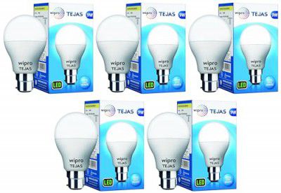 wipro Tejas Base B22 9-Watt LED Bulb (Pack of 5)