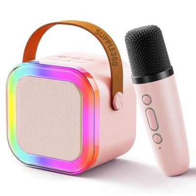 Wireless Karaoke Speaker with Microphone, Portable Bluetooth Speaker for Singing & Gifting, Voice Changer, 8+ Hours Playback, Bluetooth v5.3, SD Card, AUX in, Pink