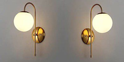 WOKE (Pack of 2 Modern Globe Shape Sconces E27 Holder LED Decorative Wall Decore Lamp for Living Room and Dining Hall (J Shape Without Bulb) 78943