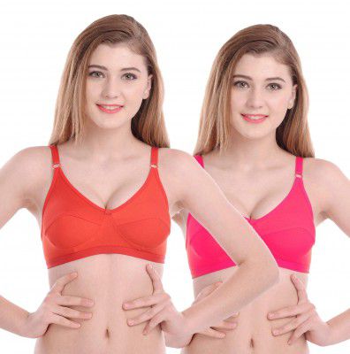 Women Cotton T-Shirt Non Padded Non-Wired Bra (Pack of 2)