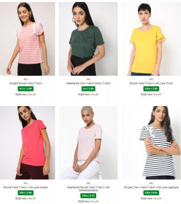 Ajio : Women's T-shirts Starts ₹210