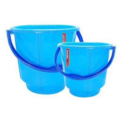 Wonder Plastic Prime Bucket Combo Set, 1 Bucket 18 LTR & 1 Bucket 13 LTR Blue Color, Made in India