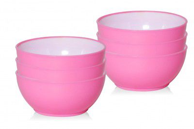 Wonder Plastic Prime Desire Double Color Unbreakable BPA Free Plastic Bowl Set 6 Pcs, 500 ml