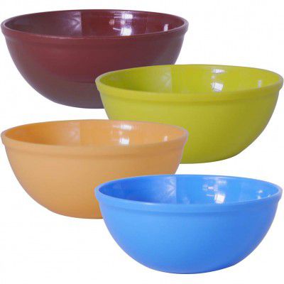 Wonder Plastic Sigma 1000 Microwave Bowl Set, 4 pc Mixing Bowl 650 ml, Dark Blue Yellow Green Brown Color, Made in India, KBS02235