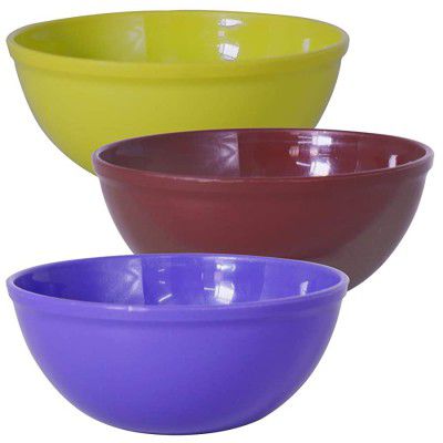 Wonder Prime Sigma 1000 Microwave Safe Multipurpose Plastic Bowl Set,3 pc Mixing Bowl 650 ml, Green Brown Violet Colour, Made in India, KBS02224