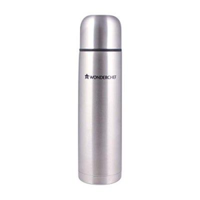 Wonderchef 1000ml Double Wall Stainless Steel Vacuum Insulated Hot and Cold Flask with Travel Pouch