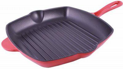 WONDERCHEF Ferro Cast Iron Grill Pan 29.5cm Grill Pan 29.5 cm diameter 2.6 L capacity  (Iron, Non-stick, Induction Bottom)