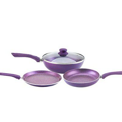 Wonderchef Orchid Premium Non-Stick Induction Base Cookware Set of 3 - (Purple)