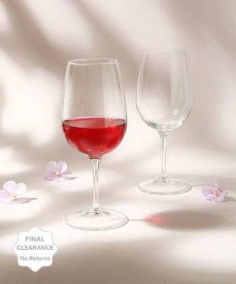 WONDERCHEF (Pack of 2) Bormioli Red Wine Glass Set Wine Glass  (420 ml, Glass, Clear)