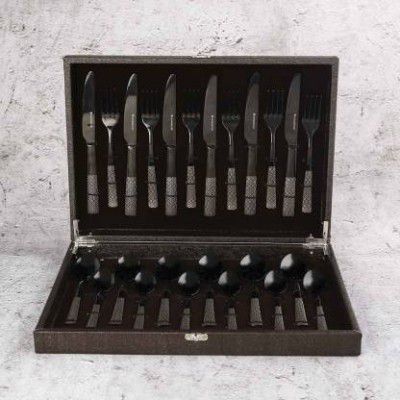 WONDERCHEF Roma Black Stainless Steel Cutlery Set (Pack of 24)