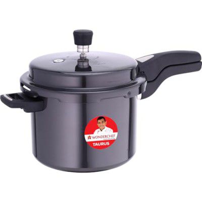 Wonderchef Taurus Hard Anodized Outer Lid Pressure cooker, 5 liter, Cool Touch Handles, 5 year warranty