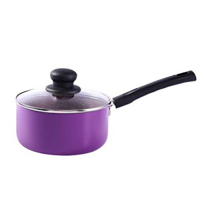 Wonderchef Valencia Non-Stick Sauce Pan with Glass Lid | 1.5 litres | 2.5 mm Thickness | 2 Year Warranty | Purple