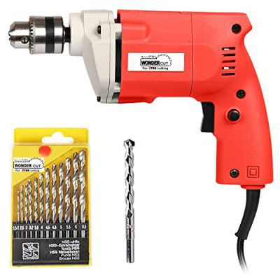 WONDERCUT WC-ED-10-R-CMB Drill Machine 10mm With Free 13Pcs HSS Drill Bits & 1Pc Masonary Bit Combo