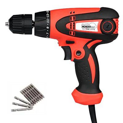 WONDERCUT WC-ESDH-10R Electric Screwdriver: 750RPM, Keyless Chuck, LED Light R/F, Variable Speed, Torque 19+1 Drill Mode. Free 10Pc Bit Combo (10MM 450W)