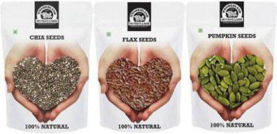 WONDERLAND Combo of Raw Chia, Flax and Pumpkin Seeds 750g(pack of 3 x 250g Each) Brown Flax Seeds, Chia Seeds, Pumpkin Seeds  (750 g, Pack of 3)