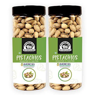 Wonderland Foods Dry Fruits | American California Roasted & Salted Jumbo Pistachios (Pista) 1Kg (500gX2)