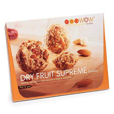 WOW Laddus - Dry Fruit Supreme: Sugar-Free Delights | 440 Grams Pack of 12 | Natural Jaggery Sweetened | Pure Ghee Infused | Nutrient & Healthy Tasty Laddoos Indian Sweets | No Added Preservative