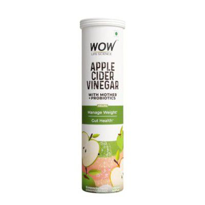 WOW Life Science Apple Cider Vinegar Effervescent Tablet + Probiotics For Weight Management, Gut Health & Digestion - 15 Effervescent Tablets