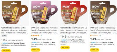 WOW Lip Balm Flat 70% Off | Starts at ₹149