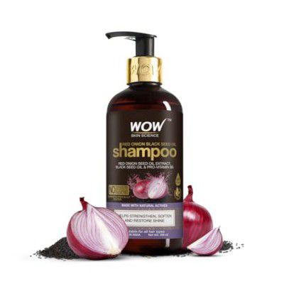 WOW Skin Science Red Onion Black Seed Oil Shampoo & Pro-Vitamin B5 | Controls Hair fall | Sulphate & Paraben Free | For Men & Women - 300ml