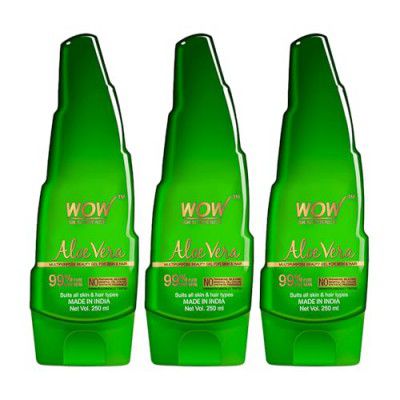 WOW Skin Science 99% Pure Aloe Vera Gel for Face, Skin & Hair - 250ml|Ultimate Gel For Glowing Skin | Pack of 3