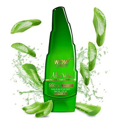 WOW Skin Science Aloe Vera Multipurpose Beauty Gel for Skin and Hair, 130ml + 20ml