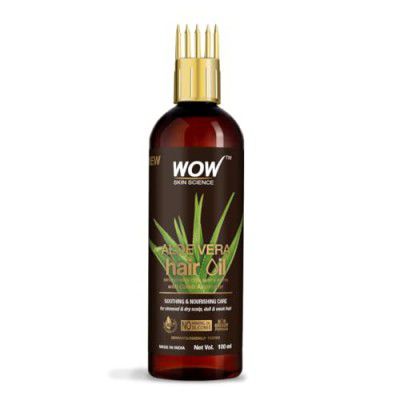 WOW Skin Science Aloe Vera Hair Oil for Scalp Soothing and Nourishment of Dry Scalp and Weak, Dull Hair - With Comb Applicator - 100ml