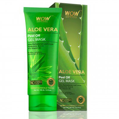 WOW Skin Science Aloe Vera with Hyaluronic Acid & Pro Vitamin B5 Peel Off Gel Mask - No Parabens, Silicones & Color - 100 mL