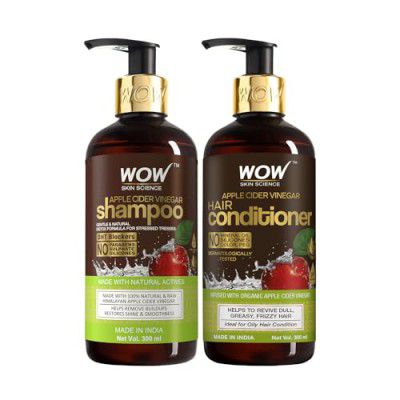 WOW Skin Science Apple Cider Vinegar Shampoo And Conditioner| Strong & Smooth Hair | Paraben & Sulphate Free | Hair Care Kit - 600 Ml