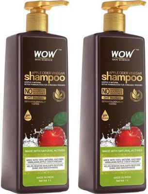 WOW SKIN SCIENCE Apple Cider Vinegar Shampoo - Restores Shine & Smoothness Pack of 2 - 2000ml  