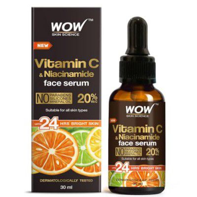 WOW Skin Science Brightening 20% Vitamin C Face Serum | Boost Collagen and Elastin for Anti aging, Skin Repair | For Dark Circles, Fine Lines | Glowing Skin | Hydrates | 30 ml