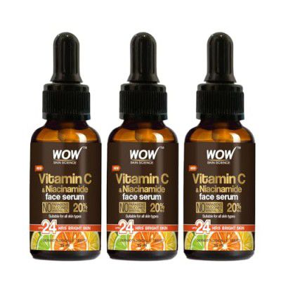 WOW Skin Science Brightening 20% Vitamin C Face Serum | 15 ml | Pack of 3