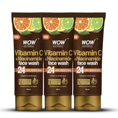 WOW Skin Science Brightening Vitamin C & Niacinamide Face Wash | 100 ml | Pack of 3