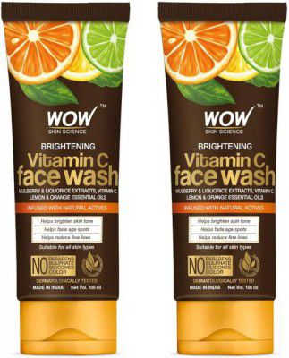 WOW SKIN SCIENCE Brightening Vitamin C - No Parabens, Sulphate, Silicones & Color - Pack of 2 - Net Vol 200mL Face Wash  (200 ml)