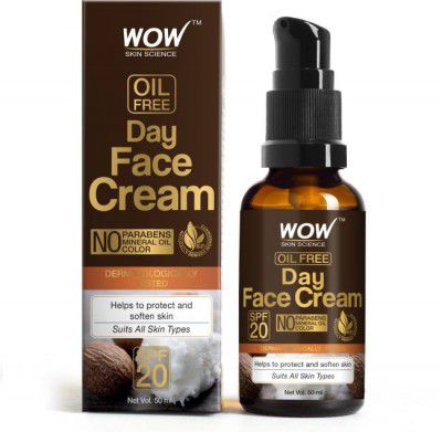 WOW SKIN SCIENCE Day Face Cream - SPF 20 - with Rosehip Oil & Shea Butter - OIL FREE - Quick Absorbing - Protect & Soften Skin - No Parabens, Mineral Oil & Color - 50mL  (50 ml)