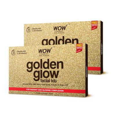 WOW Skin Science Gold Facial Kit For Glowing Skin|Made With Activated Naturals|Salon Like Facial At Home|Brightens Dull Skin|Tightens & Refines Skin|85mL|Pack of 2