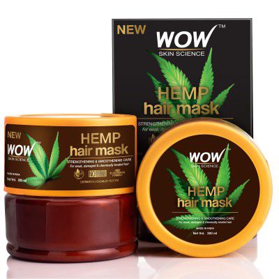 WOW Skin Science Hemp Hair Mask for Strengthening and Smoothening - For Dry & Stressed Scalp - 200mL