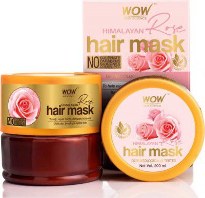 WOW SKIN SCIENCE Himalayan Rose Hair Mask with Rose Hydrosol, Coconut Oil, Almond Oil & Argan Oil - For Volumnising Hair, Anti Smelly Scalp - No Parabens, Sulphate, Silicones, Color & PEG - 200mL