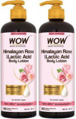 WOW SKIN SCIENCE Himalayan Rose & Lactic Acid Body Lotion |Hydrates Dry,Sensitive Skin|Pack of 2  (800 ml)