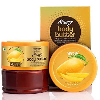 WOW Skin Science Mango Body Butter for Softening and Revitalizing Dull Skin - For All Skin Types - No Parabens, Silicones, Mineral Oil & Color - 200mL