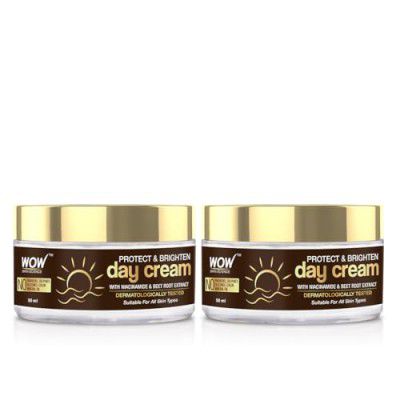 WOW Skin Science Protect & Brighten Day Cream | Brightens Complexion | Prevents Skin Damage | Hydrates & Nourishes Skin | 50ml | Pack of 2