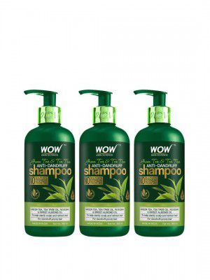 WOW SKIN SCIENCE Set Of 3 Green Tea & Tea Tree Anti-Dandruff Shampoo - 300ml Each