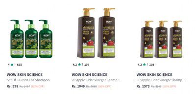 WOW SKIN SCIENCE Shampoo Upto 60% Off | Starts At Rs 598