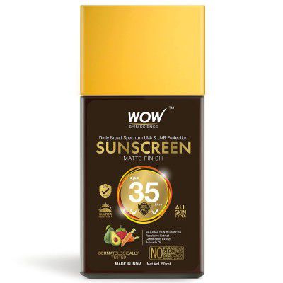 WOW Skin Science Sunscreen Matte Finish - SPF 35 PA++ - Daily Broad Spectrum - UVA &UVB Protection, 50 ml Oil