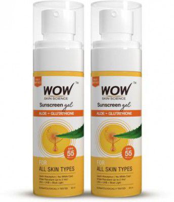 WOW SKIN SCIENCE Sunscreen - SPF 55 PA++++ Sunscreen Gel For All Skin Types|With Glutathione & Aloe Vera Extract |Pack of 2  (100 ml)