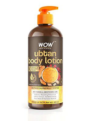 WOW Skin Science Ubtan Body Lotion- All skin type - Anti-Tanning & Smoothening Care with Saffron Extract, Sandalwood Oil - 400mL