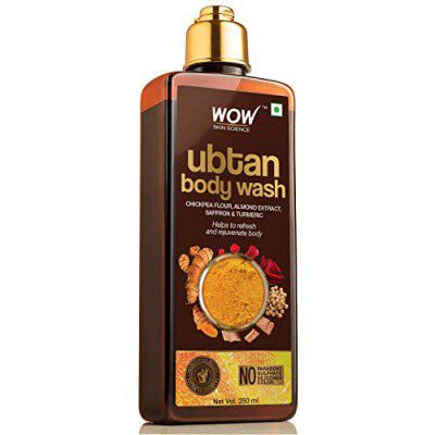 WOW Skin Science Ubtan Body Wash for Tan Removal and Glowing Skin - With Chickpea Flour, Almond, Safron & Turmeric Extract - 250 ml