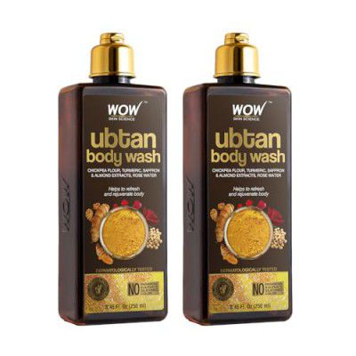 WOW Skin Science Ubtan Body Wash | Tan Removal And Glowing Skin | With Chickpea Flour, Almond, Safron & Turmeric Extract | 250 Ml | Pack of 2