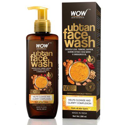 WOW Skin Science Ubtan Cleansing Face Wash | Turmeric & Saffron | All Skin Types | 200 ml