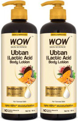 WOW SKIN SCIENCE Ubtan with Lactic Acid Body Lotion | Pack of 2  (800 ml)